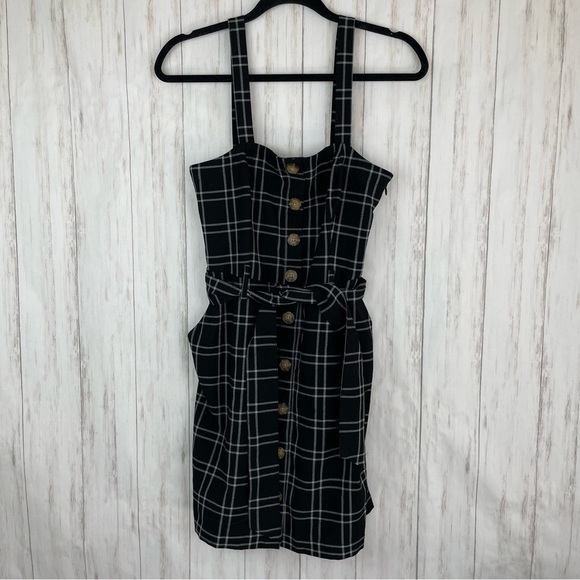 Abercrombie & Fitch black and white plaid belted dress Small - Picture 1 of 5